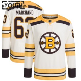 Lasten NHL Boston Bruins Pelipaita 100th Anniversary Brad Marchand Adidas 2023-24 Cream Authentic